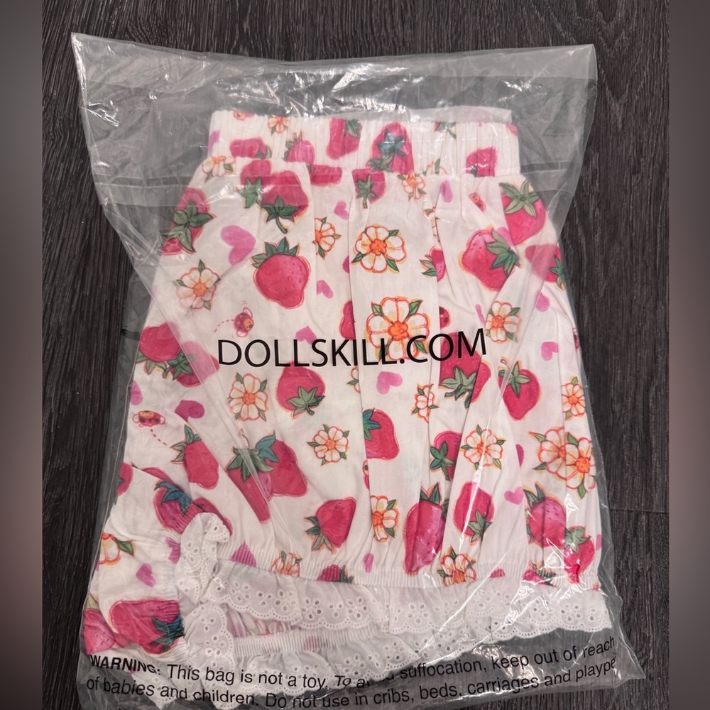 🍓 Strawberry Shortcake 🍰 Care Bears 🐻 Fruity Floral Lace Bloomers Shorts